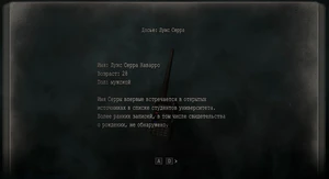 Resident Evil 4 (2023) Документ Досье Луис Серра с1.jpg
